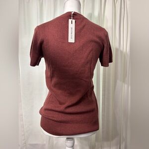 Elegant V-Neck Short Sleeve Sweater in Rust